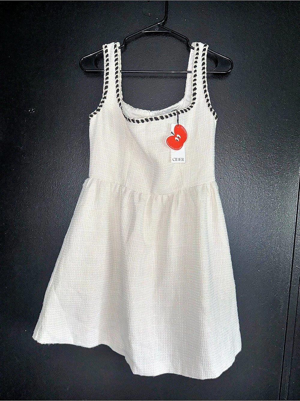 Cider Contrast Trim Tweed Mini Dress White Medium